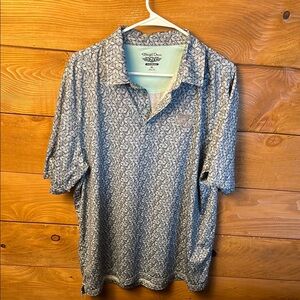 Straight Down Polo Shirt Mens Blue Grey Mixer Cocktail Happy Hour Performance XL